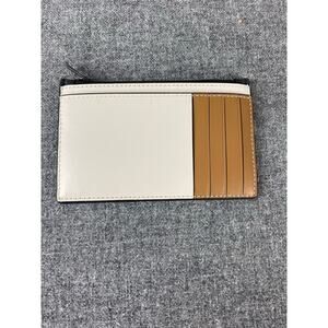 COACH CR407 Zip Card Case Colorblock Signature Wallet Charcoal/SaddleChk